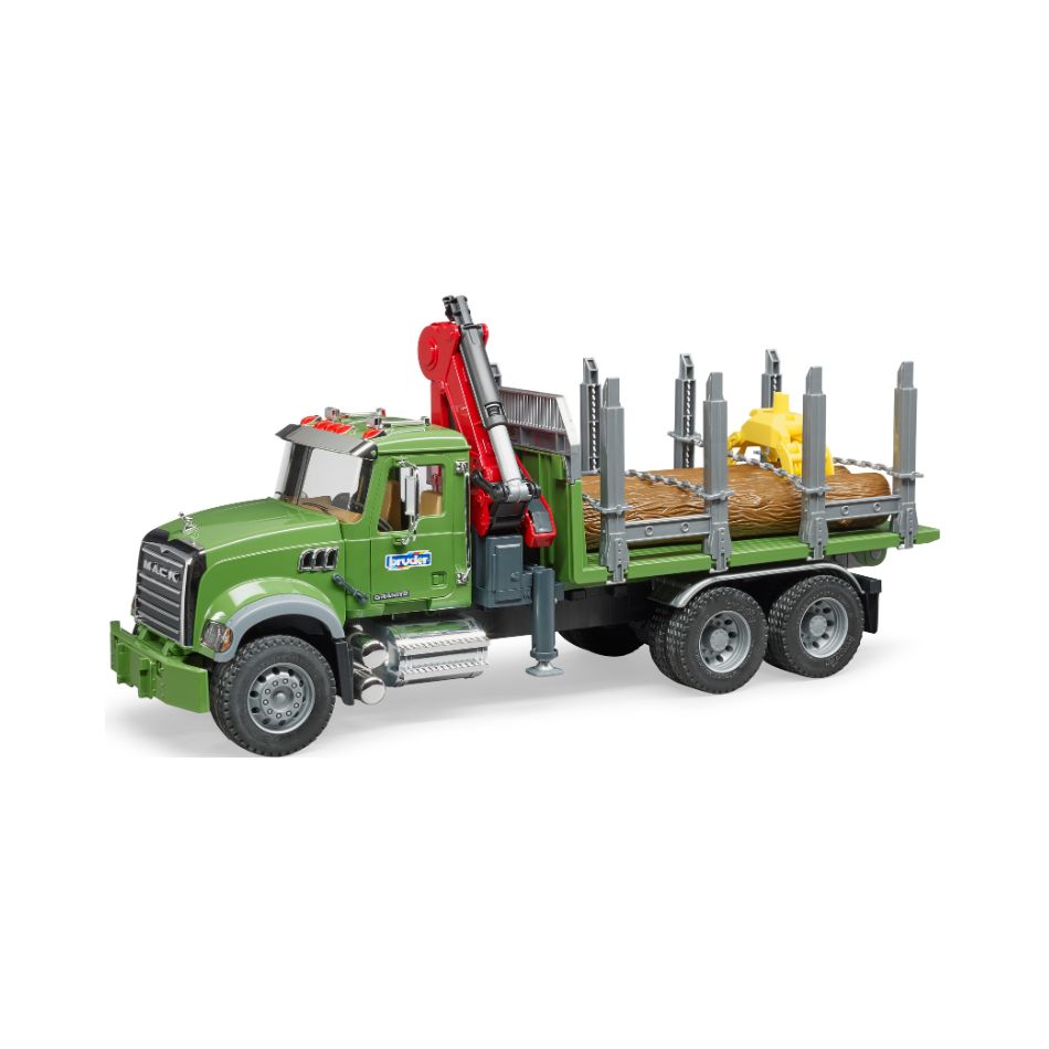 BRUDER 02824 MACK GRANITE TIMBER TRUCK WITH 3 TRUNKS KOUREAS TOYS