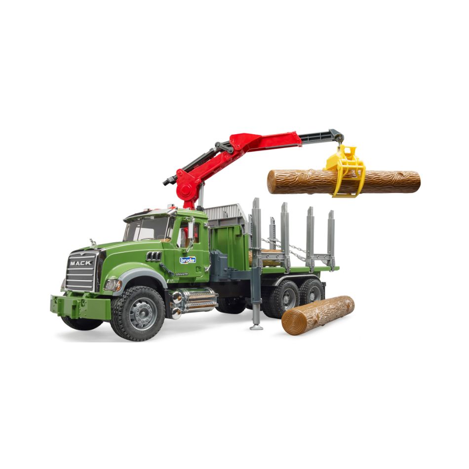BRUDER 02824 MACK GRANITE TIMBER TRUCK WITH 3 TRUNKS KOUREAS TOYS