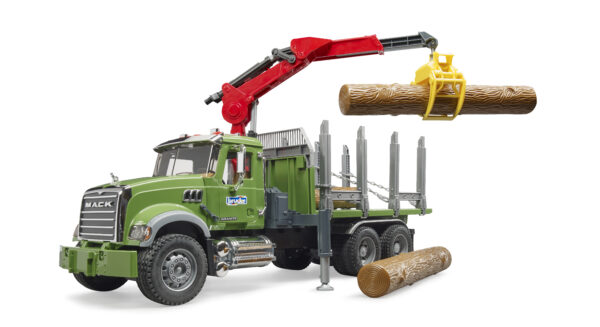 BRUDER 02824 MACK GRANITE TIMBER TRUCK WITH 3 TRUNKS KOUREAS TOYS
