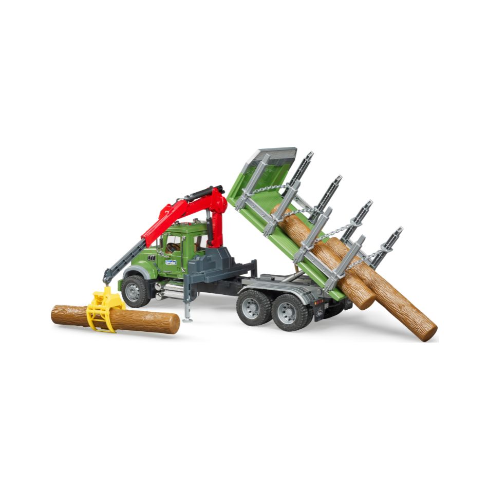 BRUDER 02824 MACK GRANITE TIMBER TRUCK WITH 3 TRUNKS KOUREAS TOYS
