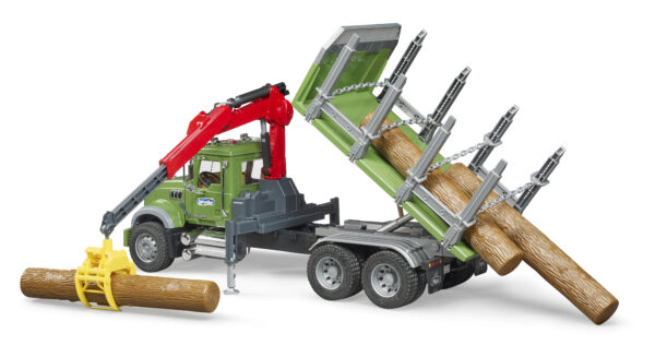 BRUDER 02824 MACK GRANITE TIMBER TRUCK WITH 3 TRUNKS KOUREAS TOYS