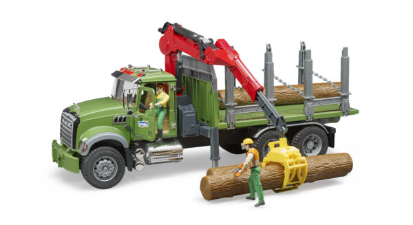 BRUDER 02824 MACK GRANITE TIMBER TRUCK WITH 3 TRUNKS KOUREAS TOYS