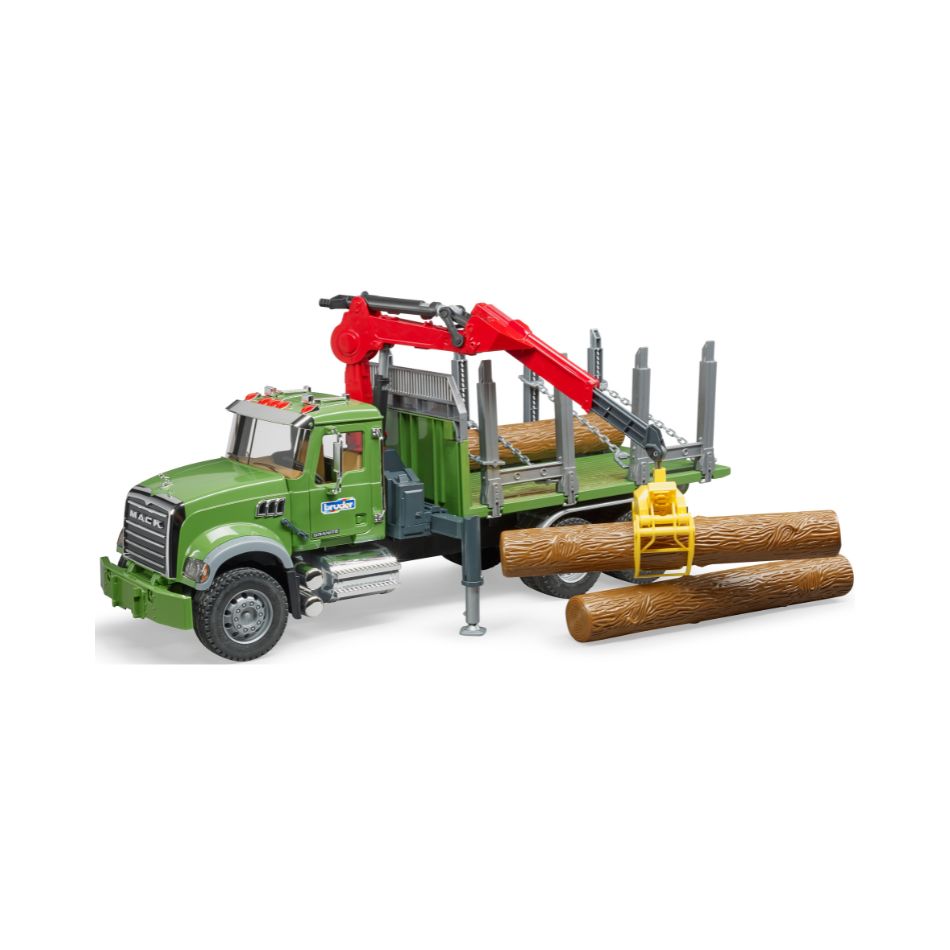 BRUDER 02824 MACK GRANITE TIMBER TRUCK WITH 3 TRUNKS KOUREAS TOYS