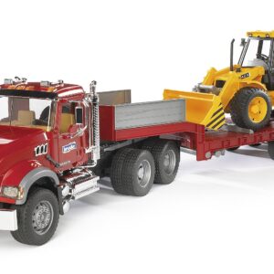 BRUDER 02813 MACK GRANITE LOW LOADER AND JCB 4CX KOUREAS TOYS