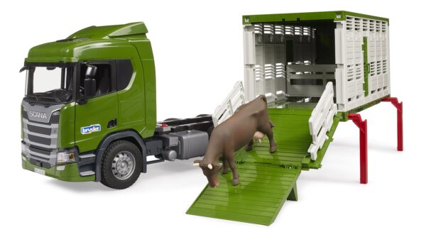 BRUDER 03548 SCANIA SUPER 560R CATTLE TRANSPORTATION TRUCK WITH 1 CATTLE KOUREAS TOYS