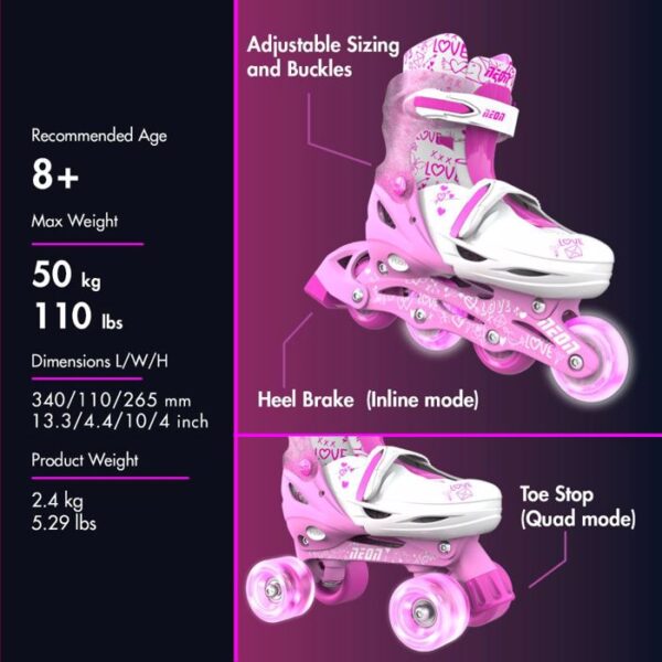 YVOLUTION NEON COMBO 2 in 1 ADJUSTABLE SKATES KOUREAS TOYS