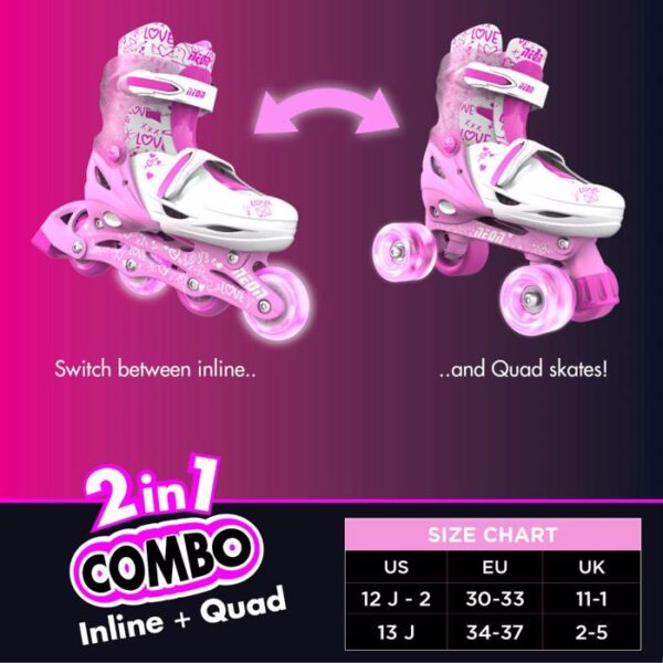YVOLUTION NEON COMBO 2 in 1 ADJUSTABLE SKATES KOUREAS TOYS