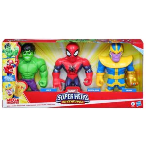 BRAND E7772 MARVEL SUPER HERO ADVENTURES MEGA MIGHTIES HULK, SPIDER-MAN & THANOS ACTION FIGURE 3-PACK KOUREAS TOYS