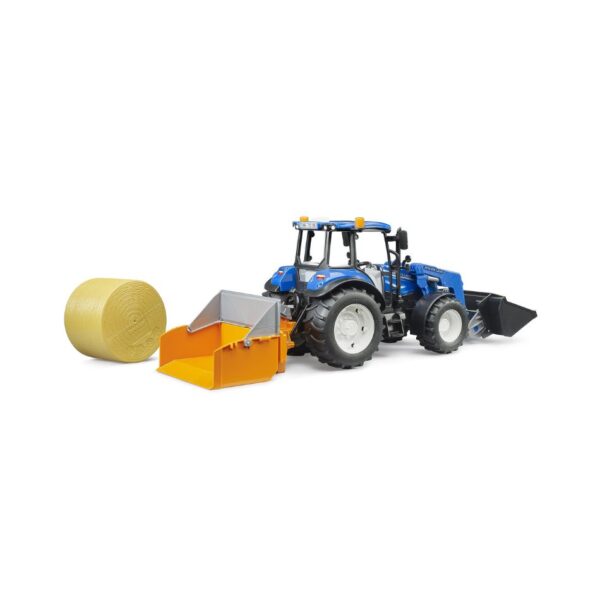 BRUDER 02187 NEW HOLLAND T5.120 WITH SLIP-ON FRONTLOADER, DUMP BOX AND FORKS KOUREAS TOYS