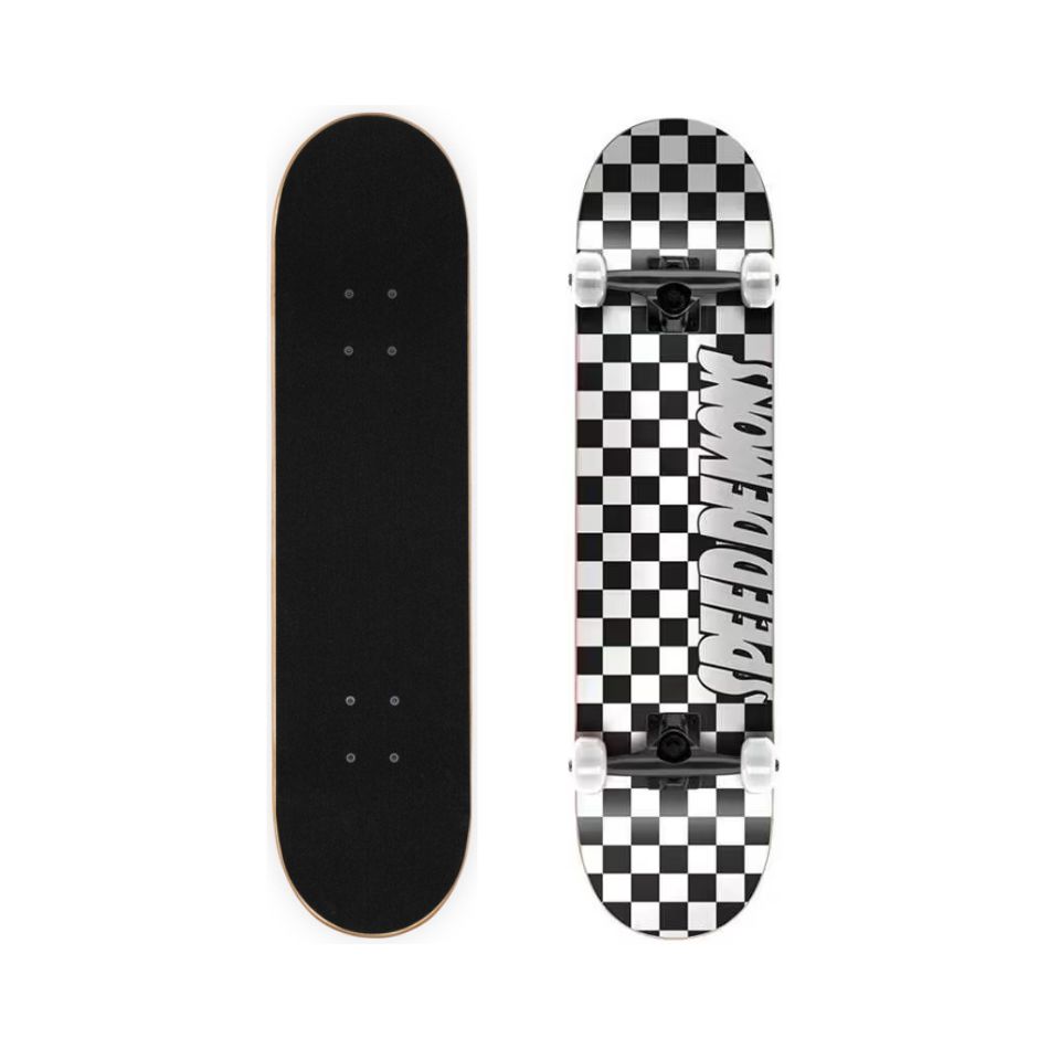 8" SPEED DEMONS CHECKERS COMPLETE SKATEBOARD (BLACK/WHITE) 66915 KOUREAS TOYS