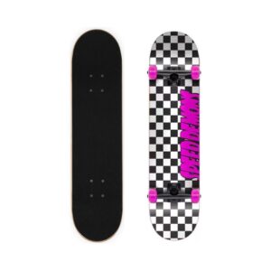 7.75" SPEED DEMONS CHECKERS COMPLETE SKATEBOARD (BLACK/PINK) 66914 KOUREAS TOYS