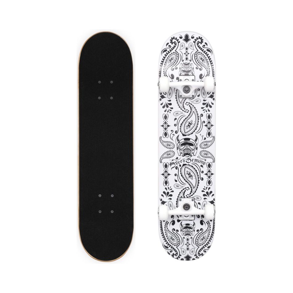 7.5" SPEED DEMONS BANDANA COMPLETE SKATEBOARD BLACK/WHITE 66584 KOUREAS TOYS