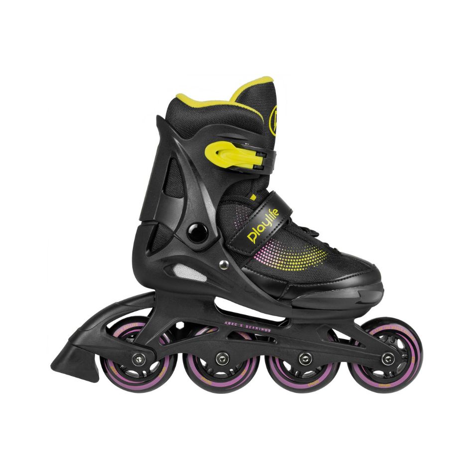 PLAYLIFE JOKER ADJUSTABLE ROLLER SKATES 31-34 BLACK/YELLOW 353386 KOUREAS TOYS