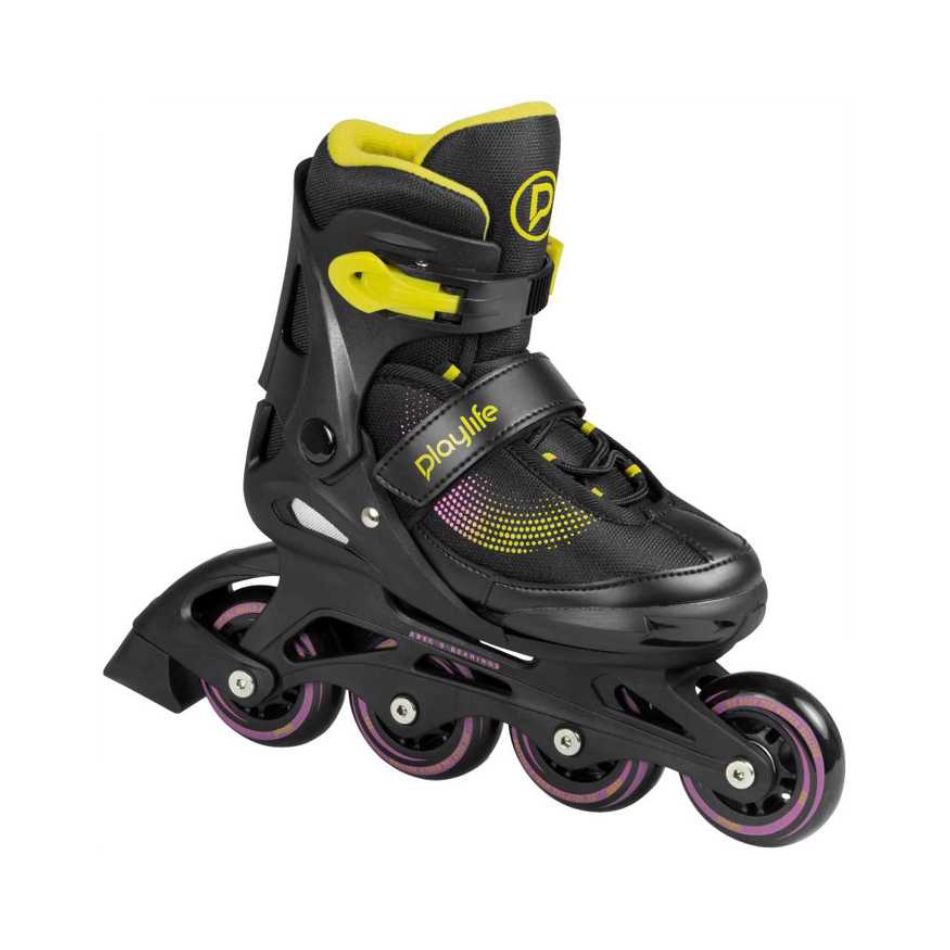 PLAYLIFE JOKER ADJUSTABLE ROLLER SKATES 31-34 BLACK/YELLOW 353386 KOUREAS TOYS