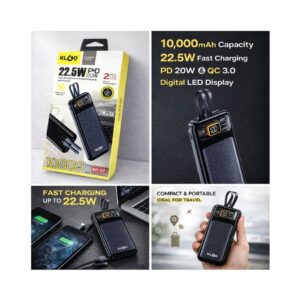 KLGO KP-22 POWER BANK BLACK OR WHITE (10000mHA 22.5w) 22826 KOUREAS TOYS
