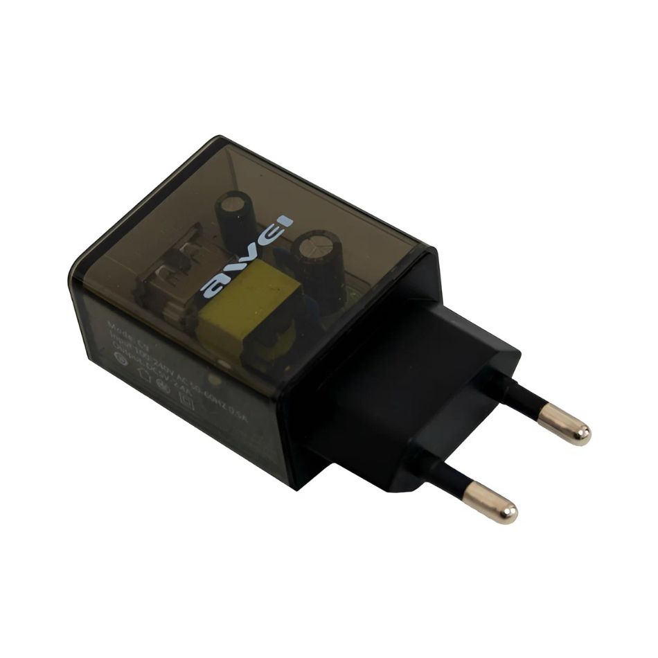 AWEI C9T CHARGER POWER ADAPTER 2.4A BLACK 005081 KOUREAS TOYS