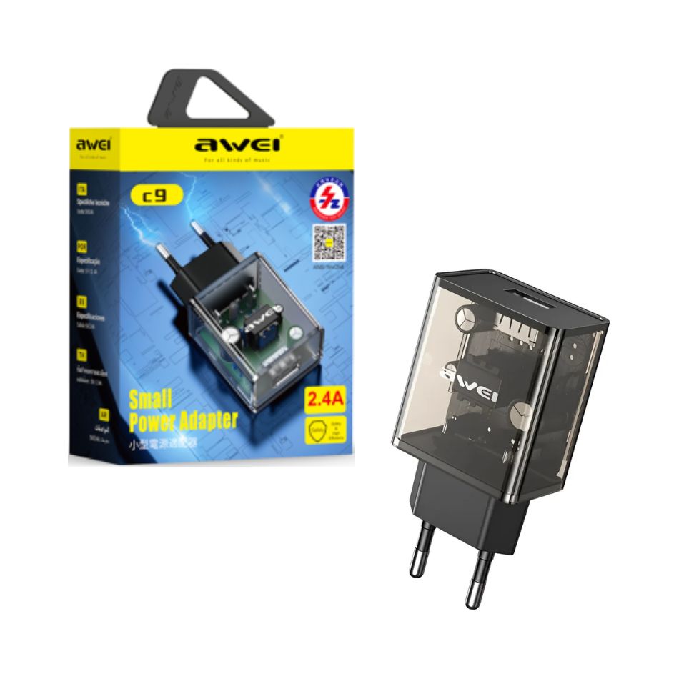 AWEI C9T CHARGER POWER ADAPTER 2.4A BLACK 005081 KOUREAS TOYS
