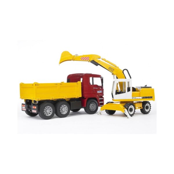 BRUDER 02751 MAN TGA CONSTRUCTION TRUCK WITH LIEBHERR EXCAVATOR KOUREAS TOYS