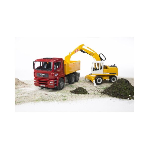 BRUDER 02751 MAN TGA CONSTRUCTION TRUCK WITH LIEBHERR EXCAVATOR KOUREAS TOYS