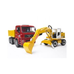 BRUDER 02751 MAN TGA CONSTRUCTION TRUCK WITH LIEBHERR EXCAVATOR KOUREAS TOYS