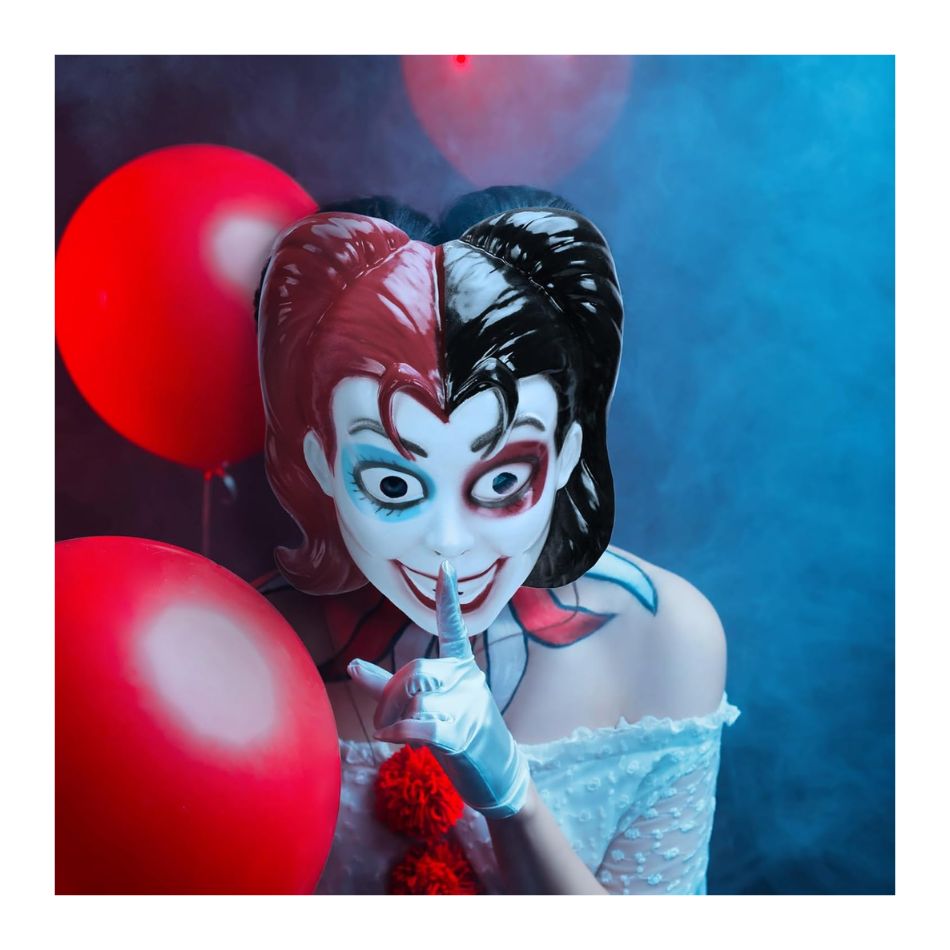 CARNIVAL PLASTIC MASK HARLEY QUINN INSPIRED DRESS UP 80640 KOUREAS TOYS