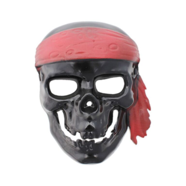 CARNIVAL PLASTIC PIRATE SKULL MASK WITH SCARF 80654