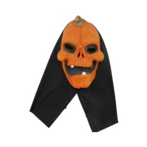 CARNIVAL PLASTIC HALLOWEEN PUMPKIN SKULL MASK WITH BLACK HOOD 80666 KOUREAS TOYS