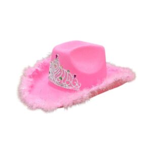 CARNIVAL COWGIRL HAT WITH TIARA & FEATHERS PINK/WHITE/BLACK 80686 KOUREAS TOYS