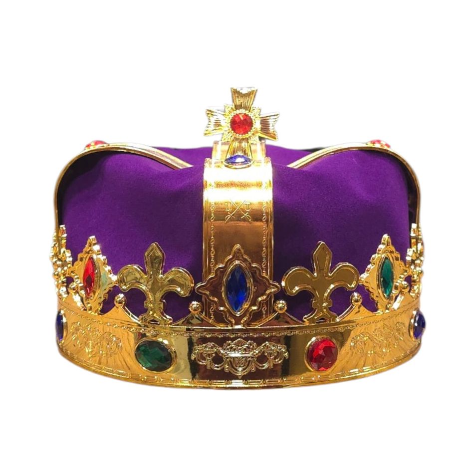 CARNIVAL ROYAL CORONATION CROWN WITH MULTICOLORED STONES – BLUE / RED / BLACK / PURPLE 80687 KOUREAS TOYS