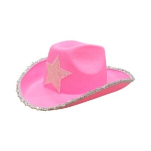 CARNIVAL COWGIRL HAT WITH STAR AND SEQUINS – PINK / WHITE 80689 KOUREAS TOYS