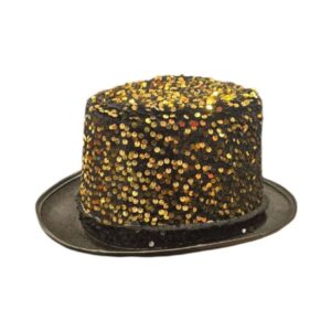 CARNIVAL TOP HAT WITH SEQUINS – BLACK / GOLD 80692 KOUREAS TOYS
