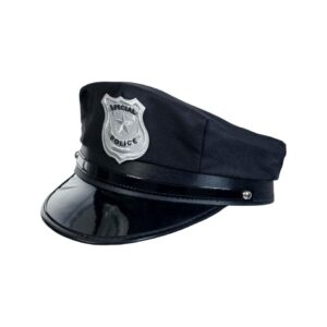 CARNIVAL BLACK POLICE UNIFORM HAT WITH BADGE 80710 KOUREAS TOYS