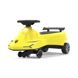 LAMBORGHINI SWING CAR RIDE ON WITH LIGHTS AND SOUNDS, 360 ROTATION LEB YELLOW KOUREAS TOYS