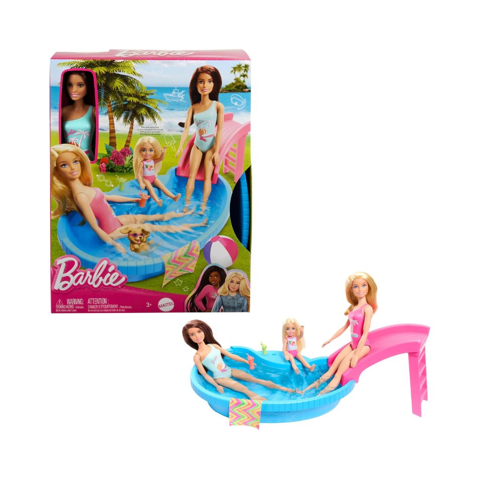 BRAND HRJ74 BARBIE DOLL AND POOL PLAYSET KOUREAS TOYS