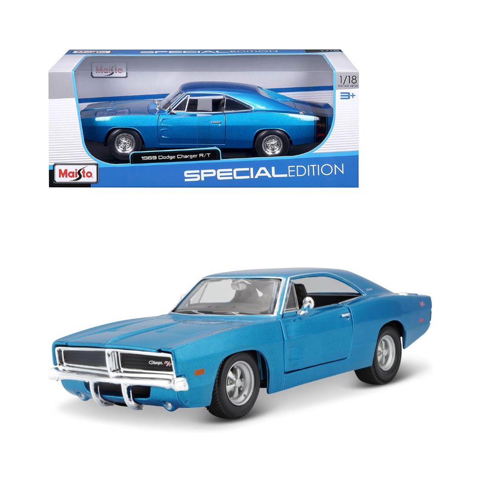 MAISTO 31256 1:25 1969 DODGE CHARGER R/T METALLIC BLUE SPECIAL EDITION KOUREAS TOYS