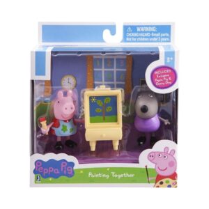 BRAND JAZSAM 92619 PEPPA PIG PAINTING TOGETHER PEPPA & DANNY DOG FIGURE SET WITH EASEL KOUREAS TOYS