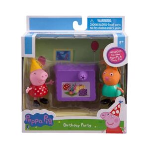BRAND JAZSAM 92617 PEPPA PIG BIRTHDAY PARTY SET OF PEPPA & CANDY CAT FIGURES WITH SURPRISE TABLE KOUREAS TOYS