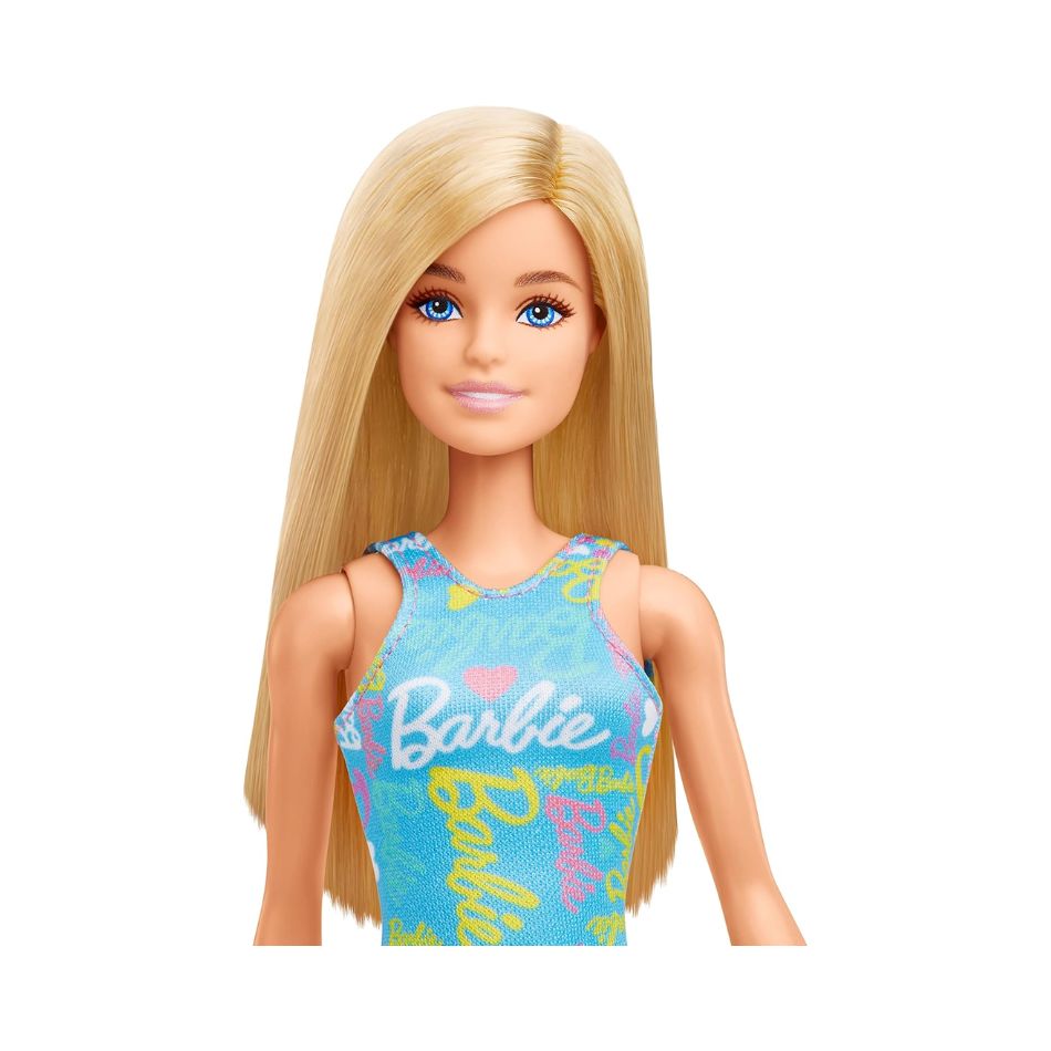 BRAND 052455 HGM59 BARBIE BLUE LOGO PRINT DRESS DOLL KOUREAS TOYS