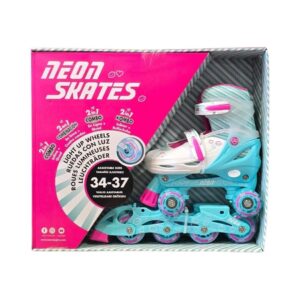 YVOLUTION NEON COMBO 2 IN 1 ADJUSTABLE ROLLER SKATES 34-37 - LIGHT BLUE/PINK 241861 KOUREAS TOYS