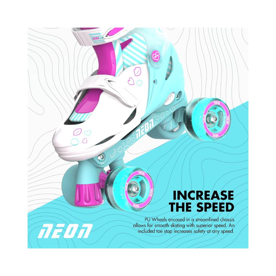 YVOLUTION NEON COMBO 2 IN 1 ADJUSTABLE ROLLER SKATES 34-37 - LIGHT BLUE/PINK 241861 KOUREAS TOYS