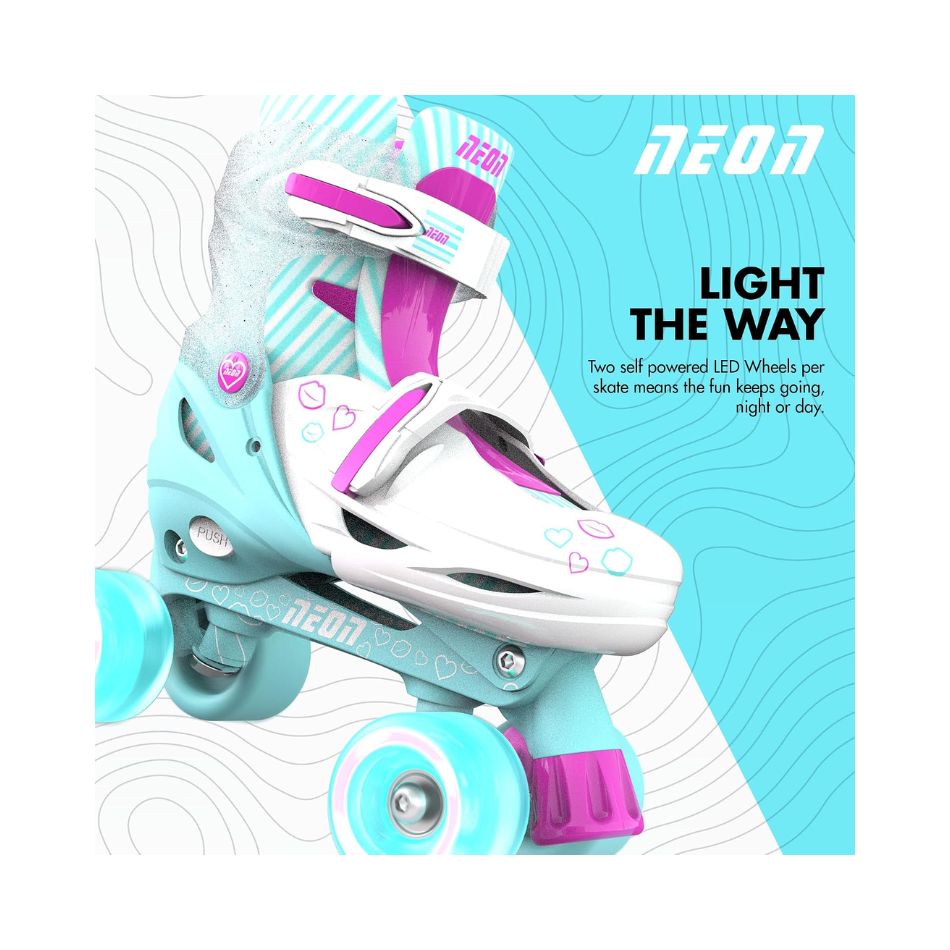 YVOLUTION NEON COMBO 2 IN 1 ADJUSTABLE ROLLER SKATES 34-37 - LIGHT BLUE/PINK 241861 KOUREAS TOYS
