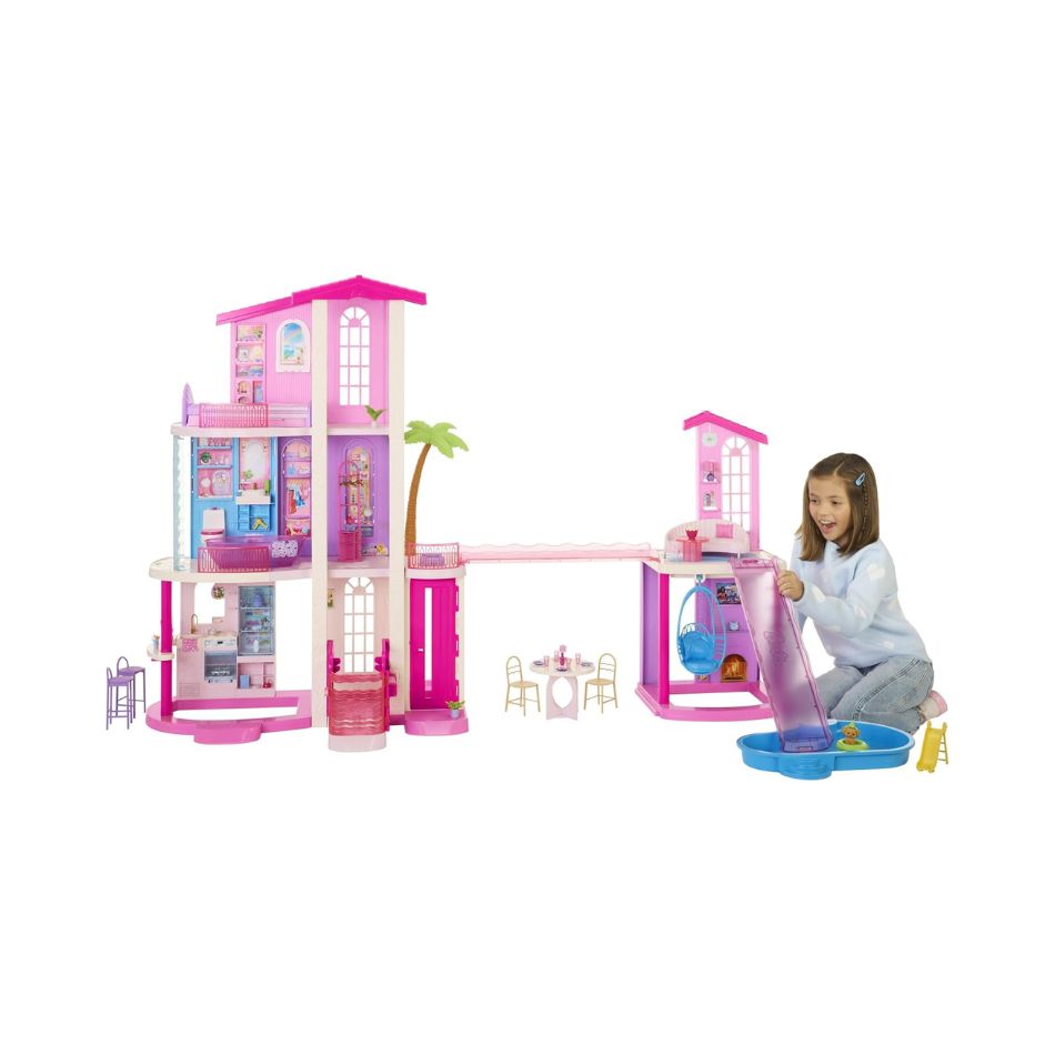 BARBIE DREAMHOUSE DOLLHOUSE WITH 2 POOLS & 2 SLIDES JKG84 KOUREAS TOYS