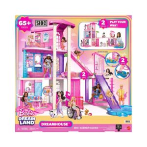 BARBIE DREAMHOUSE DOLLHOUSE WITH 2 POOLS & 2 SLIDES JKG84 KOUREAS TOYS