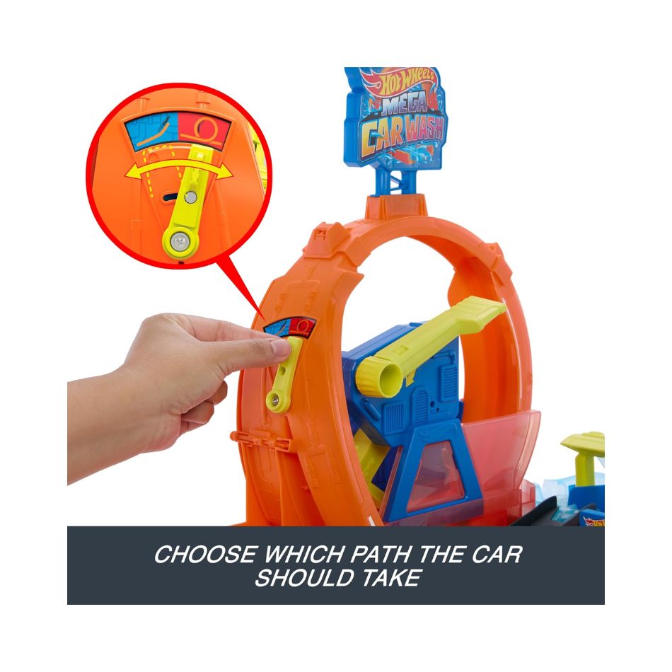 HOT WHEELS CITY MEGA LOOP CAR WASH WITH LOOP AND TOY CAR JHL97 KOUREAS TOYS