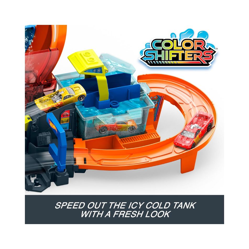 HOT WHEELS CITY MEGA LOOP CAR WASH WITH LOOP AND TOY CAR JHL97 KOUREAS TOYS
