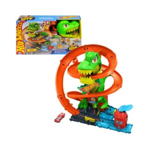 HOT WHEELS CITY T-REX FIRE STATION BATTLE TRACK SET JBM73 KOUREAS TOYS