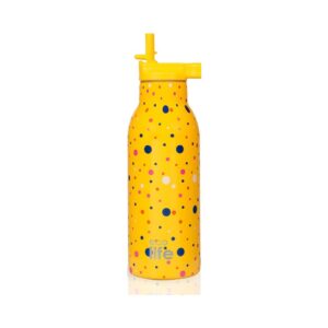 ECOLIFE THERMOS WITH INNER STRAW 550ML DOTS IN YELLOW KOUREAS TOYS