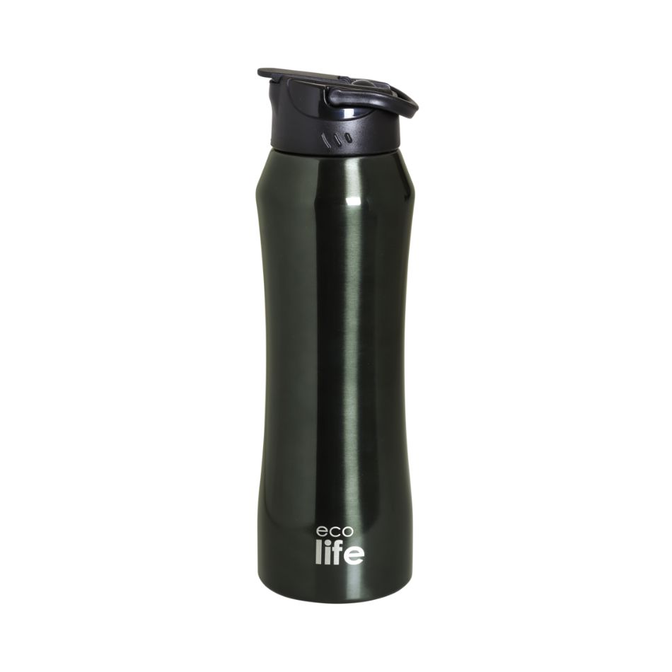 ECOLIFE THERMOS WITH INNER STRAW 550ML BLACK KOUREAS TOYS