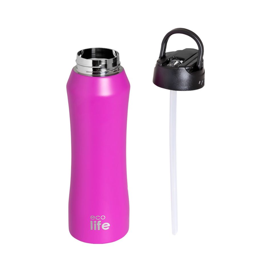 ECOLIFE THERMOS WITH INNER STRAW 550ML PINK KOUREAS TOYS
