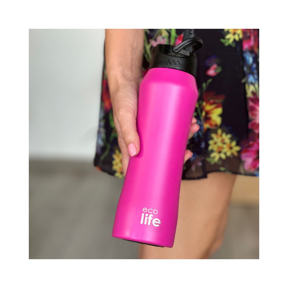 ECOLIFE THERMOS WITH INNER STRAW 550ML PINK KOUREAS TOYS